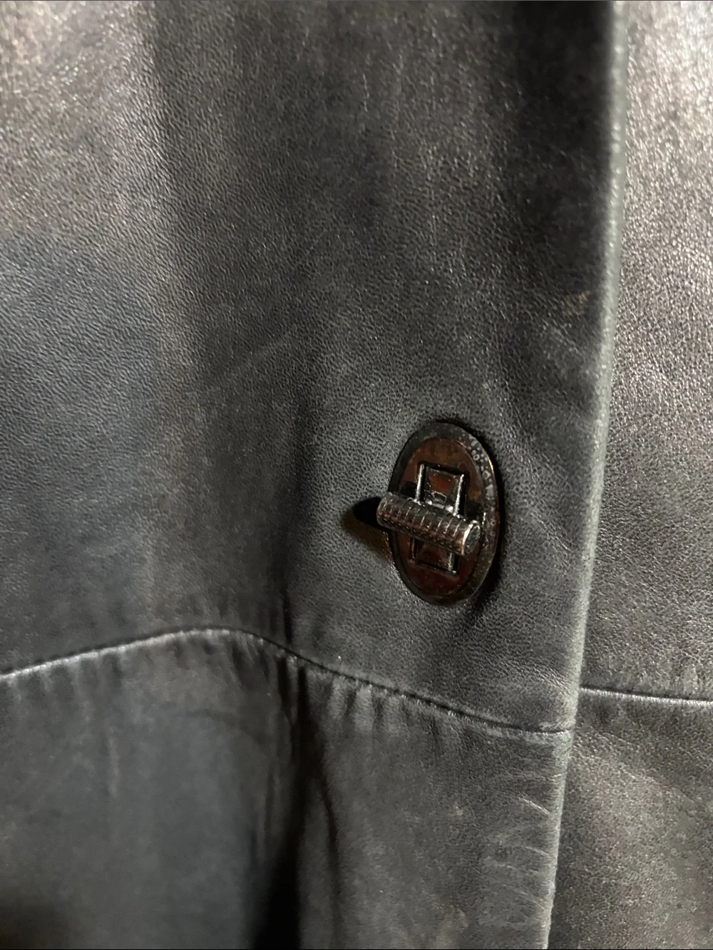 Classic Black Talbots Leather Coat - Women's Button Front Jacket